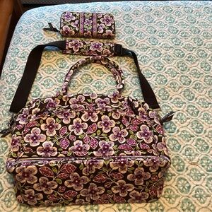Large Vera Bradley laptop bag with matching wallet NWOT